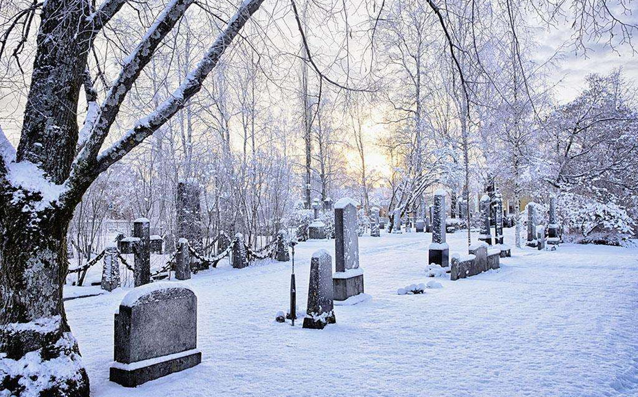 梦见雪地上有墓地