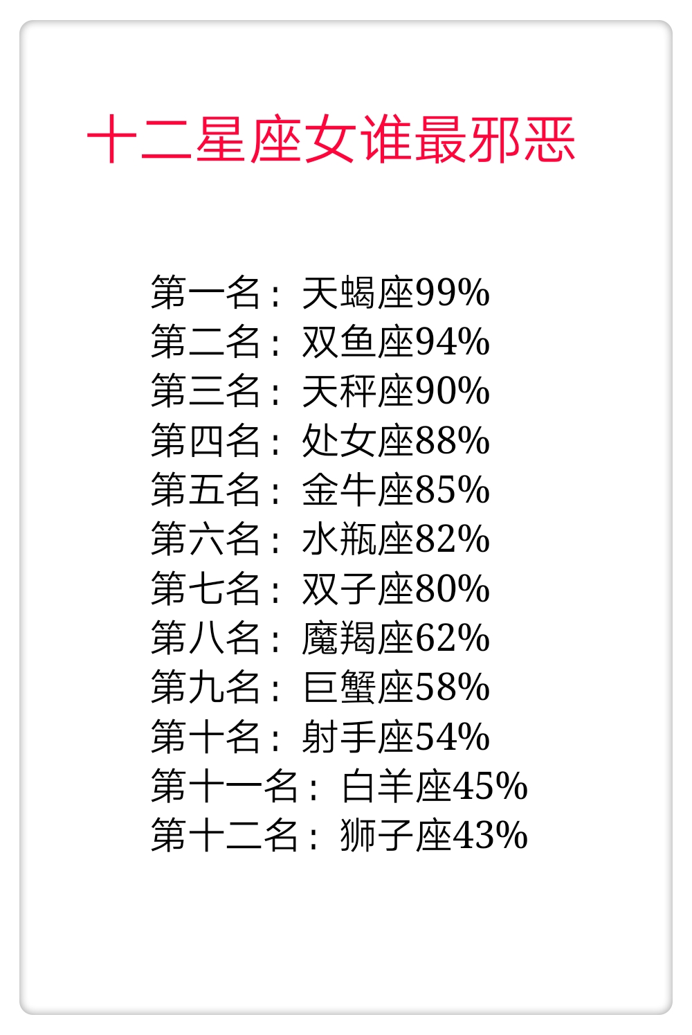 十二星座女谁最邪恶