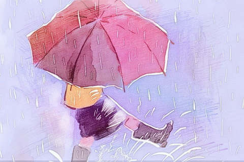 雨中打伞